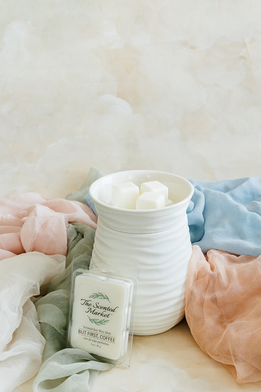 Wax Melter Large - Matte White Swirl