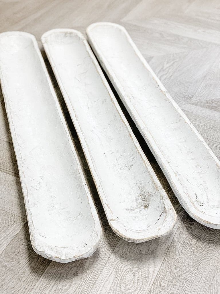 Wood Decorative Dough Bowl Extra Long White Wholesale