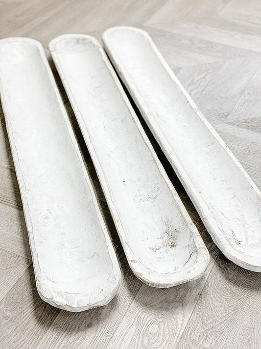 Wood Decorative Dough Bowl Extra Long White Wholesale