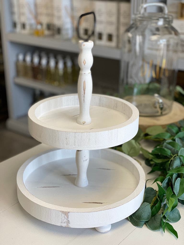 Two Tier Decorative Tray – Perfect White Centrepiece for Stylish Displays