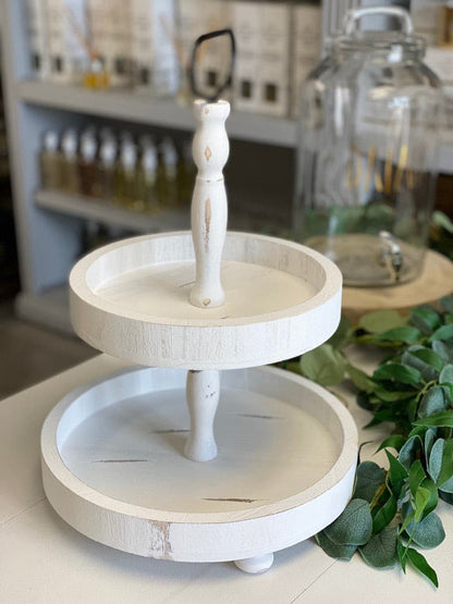 Two Tier Decorative Tray – Perfect White Centrepiece for Stylish Displays